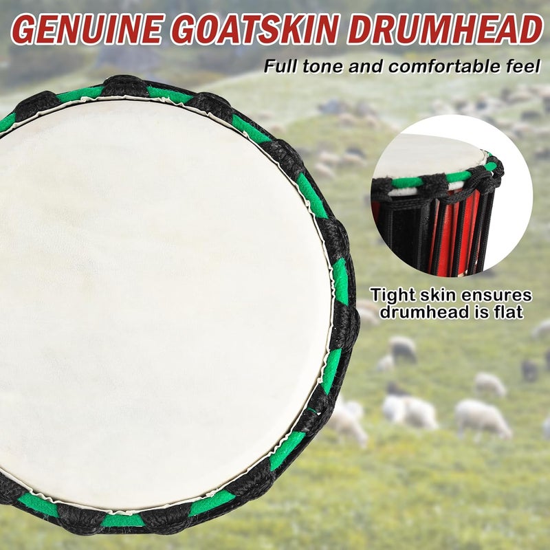 GOGHOST Wood Djembe Drum, 8.5'' x 16''Carved Red Elephant Mahogany African Drums with Goatskin Drumhead, West African Styled Professional Djembe Hand Drum for Adults Beginners - Image 3
